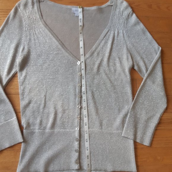 Suzy Shier Silver Sparkly Cardigan Medium - Picture 3 of 14